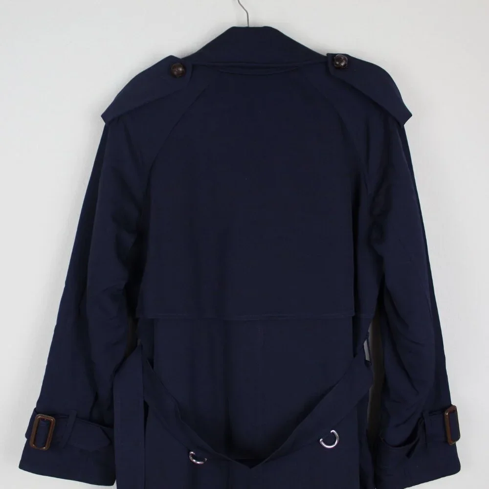 NWT Burberry Gemini Wool Trench Coat, US 12, Dark Blue Luxe Belted Iconic Style - Picture 13 of 16